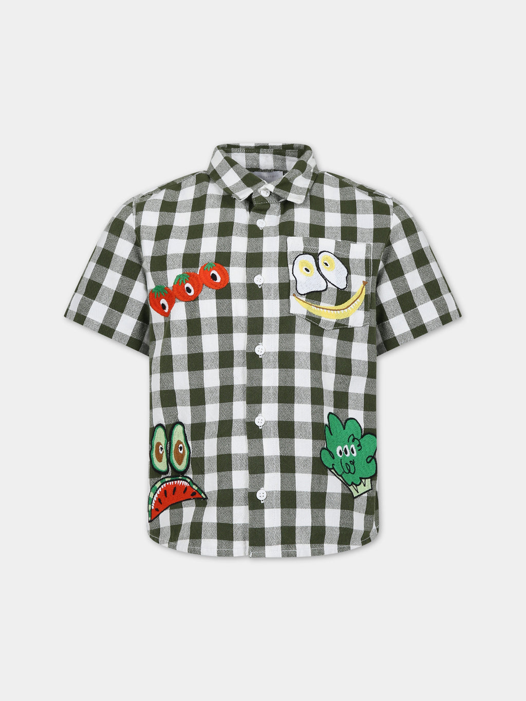 Camicia verde per bambino con fantasia all-over